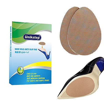 Unikstep 5 Paar Anti-Rutsch-Pads für Schuhsohlen, selbstklebende Gummipads, rutschfeste Sohlen- und Fersenschutzaufkleber, geräuschreduzierend (Khaki)