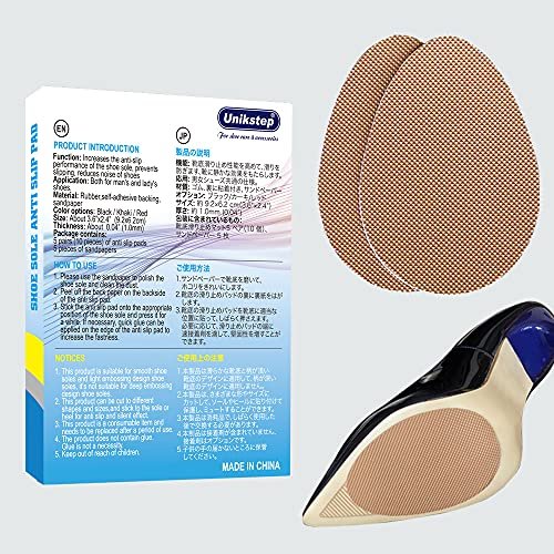 Unikstep 5 Paar Anti-Rutsch-Pads für Schuhsohlen, selbstklebende Gummipads, rutschfeste Sohlen- und Fersenschutzaufkleber, geräuschreduzierend (Khaki)