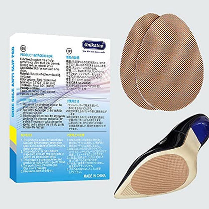 Unikstep 5 Paar Anti-Rutsch-Pads für Schuhsohlen, selbstklebende Gummipads, rutschfeste Sohlen- und Fersenschutzaufkleber, geräuschreduzierend (Khaki)