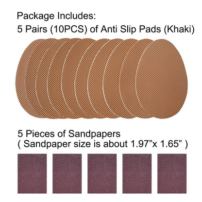 Unikstep 5 Paar Anti-Rutsch-Pads für Schuhsohlen, selbstklebende Gummipads, rutschfeste Sohlen- und Fersenschutzaufkleber, geräuschreduzierend (Khaki)