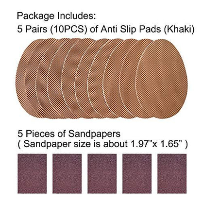 Unikstep 5 Paar Anti-Rutsch-Pads für Schuhsohlen, selbstklebende Gummipads, rutschfeste Sohlen- und Fersenschutzaufkleber, geräuschreduzierend (Khaki)