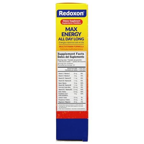 Redoxon Max Energy – Immunsystem-Unterstützung mit Zitrusgeschmack, 20 Brausetabletten