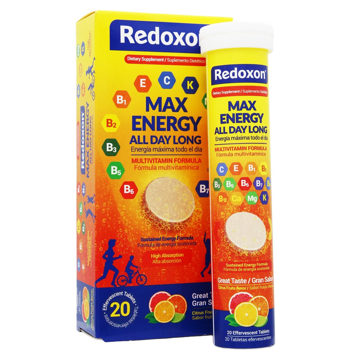Redoxon Max Energy – Immunsystem-Unterstützung mit Zitrusgeschmack, 20 Brausetabletten