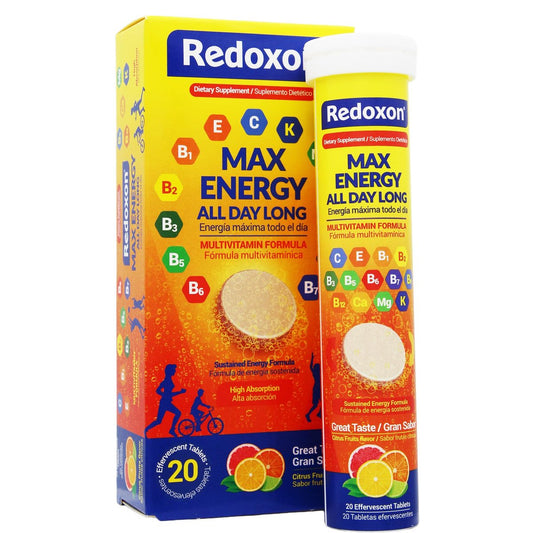 Redoxon Max Energy – Immunsystem-Unterstützung mit Zitrusgeschmack, 20 Brausetabletten