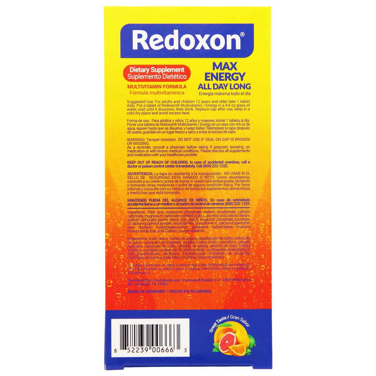 Redoxon Max Energy – Immunsystem-Unterstützung mit Zitrusgeschmack, 20 Brausetabletten