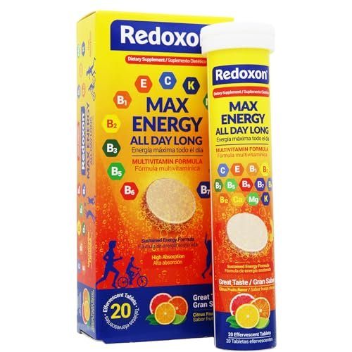 Redoxon Max Energy – Immunsystem-Unterstützung mit Zitrusgeschmack, 20 Brausetabletten