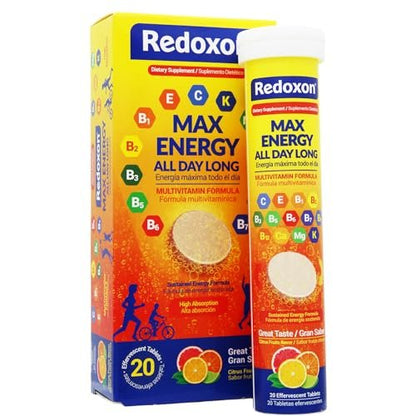 Redoxon Max Energy – Immunsystem-Unterstützung mit Zitrusgeschmack, 20 Brausetabletten