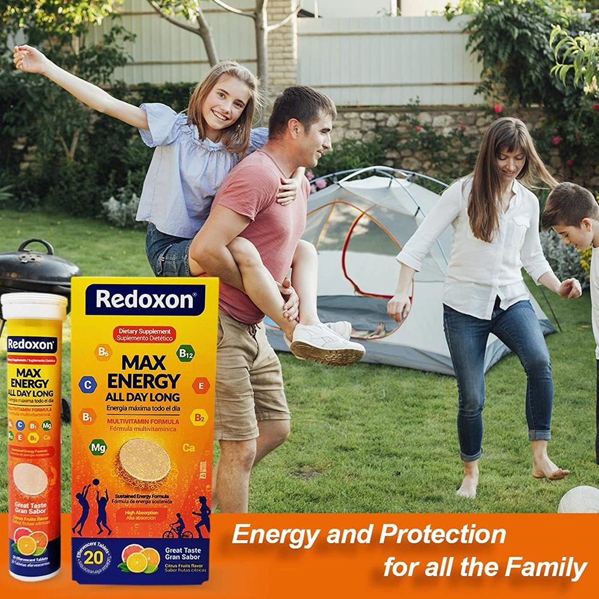 Redoxon Max Energy – Immunsystem-Unterstützung mit Zitrusgeschmack, 20 Brausetabletten