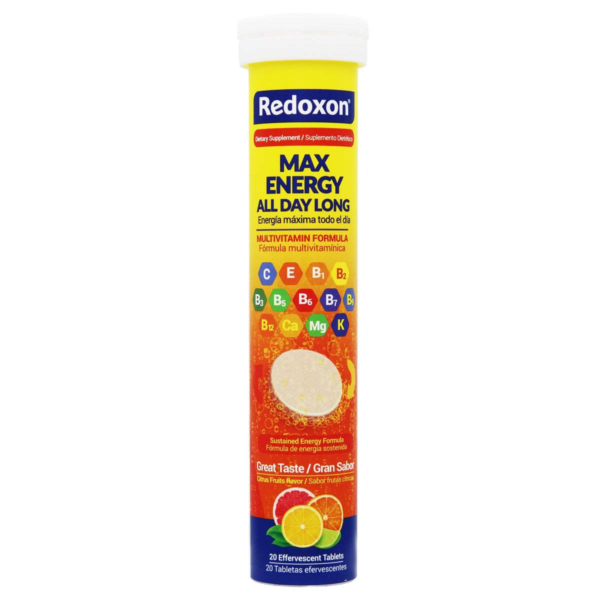 Redoxon Max Energy – Immunsystem-Unterstützung mit Zitrusgeschmack, 20 Brausetabletten