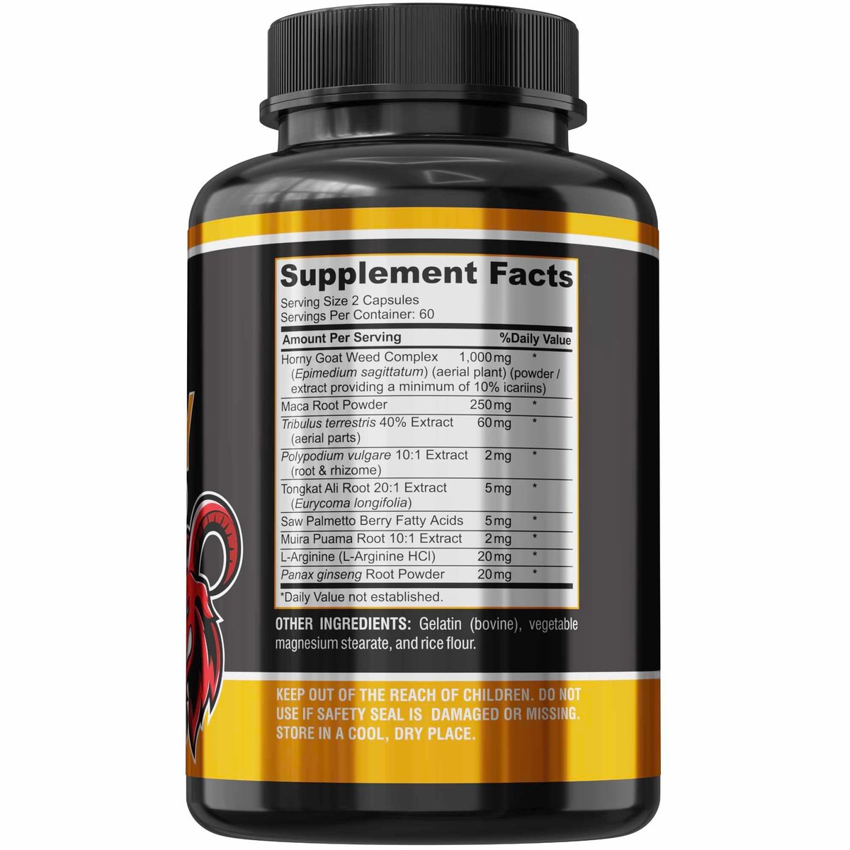 Horny Goat Weed Extra Strength Blend – 120 Kapseln mit Maca, Arginin, Ginseng, Tribulus, Tongkat – Libido, Ausdauer & Energie – Non-GMO Formel
