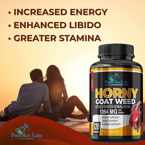 Horny Goat Weed Extra Strength Blend – 120 Kapseln mit Maca, Arginin, Ginseng, Tribulus, Tongkat – Libido, Ausdauer & Energie – Non-GMO Formel