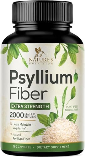 Psyllium Husks Pulver 2000 mg pro Portion – Extra Starkes Psyllium-Faserpulver – Natürliche lösliche Ballaststoffkapseln für Verdauung, Darmgesundheit und Regelmäßigkeit – Hergestellt in den USA – 180 Kapseln