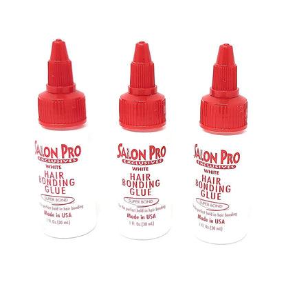 Salon Pro Weißer Haar-Bonding-Kleber [Super Bond] 1 Unze, 3er-Pack – Hochwertiger Latex-Kleber für Haarverlängerungen