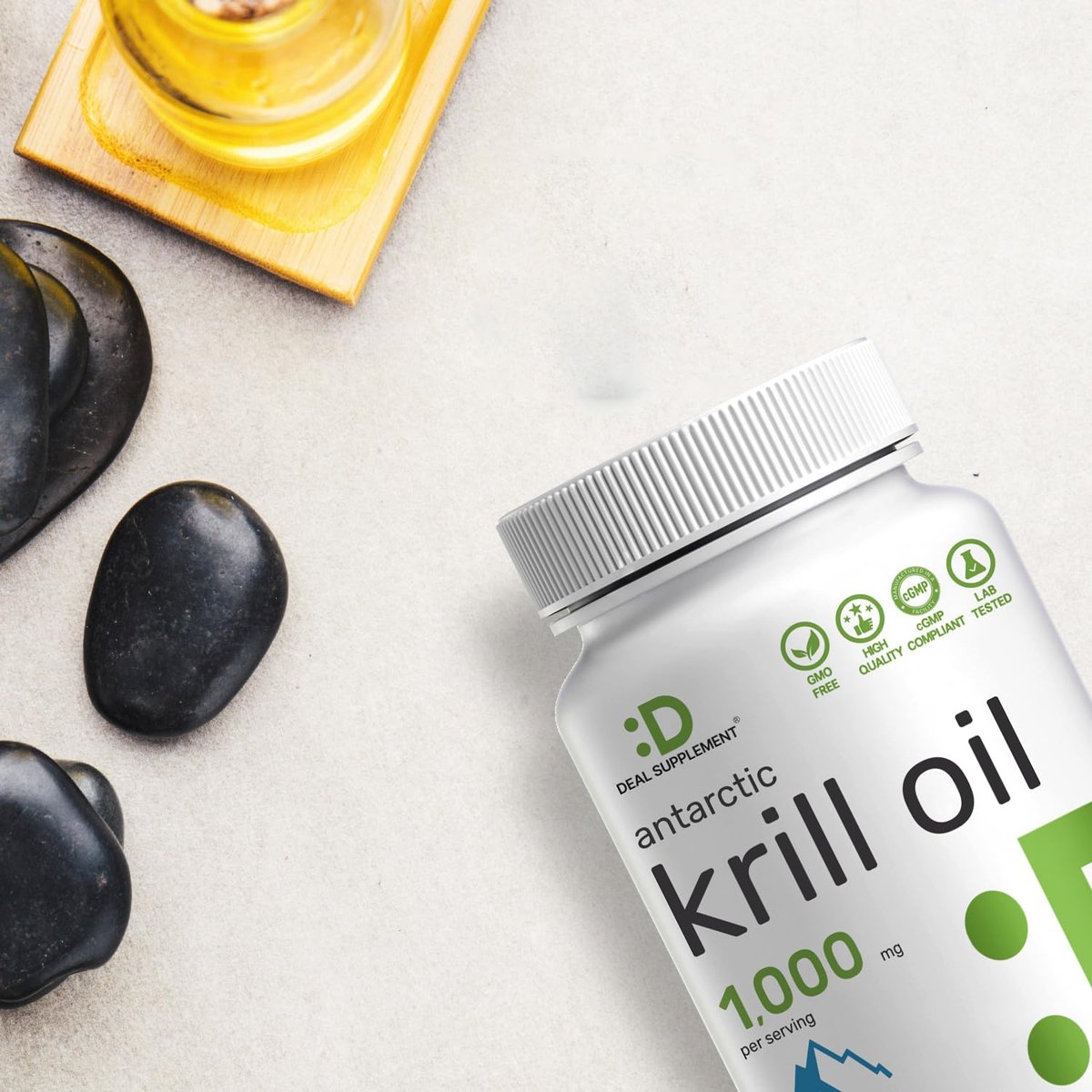DEAL SUPPLEMENT Antarktischer Krillöl, 1.000 mg pro Portion, 240 Softgels – Quecksilberfrei, kein fischiger Nachgeschmack – Reich an Omega-3, EPA, DHA, Astaxanthin & Phospholipiden – Non-GMO, glutenfrei