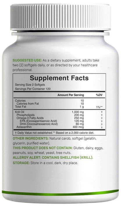 DEAL SUPPLEMENT Antarktischer Krillöl, 1.000 mg pro Portion, 240 Softgels – Quecksilberfrei, kein fischiger Nachgeschmack – Reich an Omega-3, EPA, DHA, Astaxanthin & Phospholipiden – Non-GMO, glutenfrei