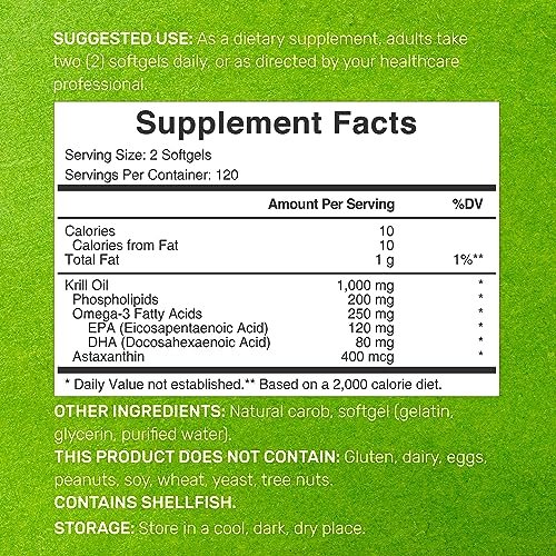 DEAL SUPPLEMENT Antarktischer Krillöl, 1.000 mg pro Portion, 240 Softgels – Quecksilberfrei, kein fischiger Nachgeschmack – Reich an Omega-3, EPA, DHA, Astaxanthin & Phospholipiden – Non-GMO, glutenfrei
