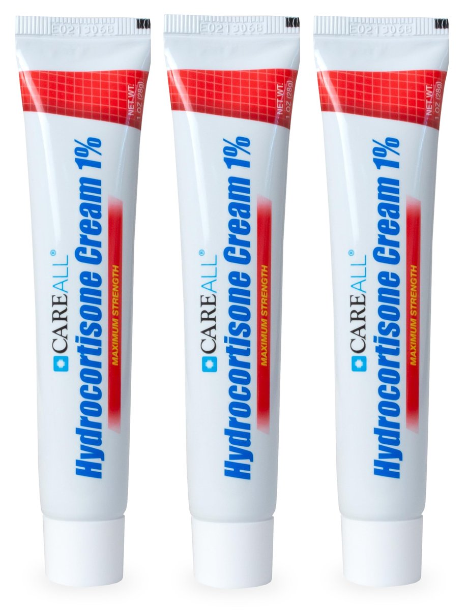 CareAll Hydrocortison 1% - 3er-Pack mit 28,3g Tuben, Maximale Stärke Anti-Juckreiz Creme, Lindert Juckreiz und Rötungen bei Insektenstichen, Ekzemen, Psoriasis, Giftefeu, Eiche und Sumach