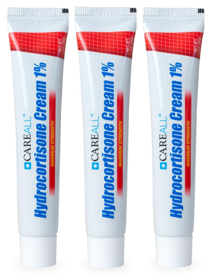 CareAll Hydrocortison 1% - 3er-Pack mit 28,3g Tuben, Maximale Stärke Anti-Juckreiz Creme, Lindert Juckreiz und Rötungen bei Insektenstichen, Ekzemen, Psoriasis, Giftefeu, Eiche und Sumach