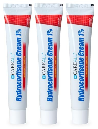 CareAll Hydrocortison 1% - 3er-Pack mit 28,3g Tuben, Maximale Stärke Anti-Juckreiz Creme, Lindert Juckreiz und Rötungen bei Insektenstichen, Ekzemen, Psoriasis, Giftefeu, Eiche und Sumach