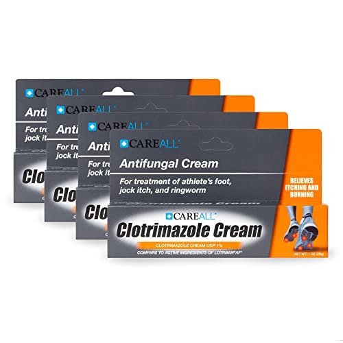 CareAll Clotrimazol Antimykotische Creme 1% USP 1,0 oz (4er-Pack) – Behandelt Fußpilz, Juckreiz und Ringelflechte – Vergleichbar mit der Marke Nr. 1