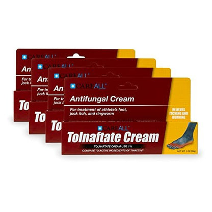 CareAll Tolnaftat Creme USP 1%, 1,0 Unzen Tube (4er Pack) – Wirksame antimykotische Behandlung und Juckreizlinderung bei Fußpilz, Juckreiz in der Leiste, Ringelflechte – Vergleichbar mit führender Marke