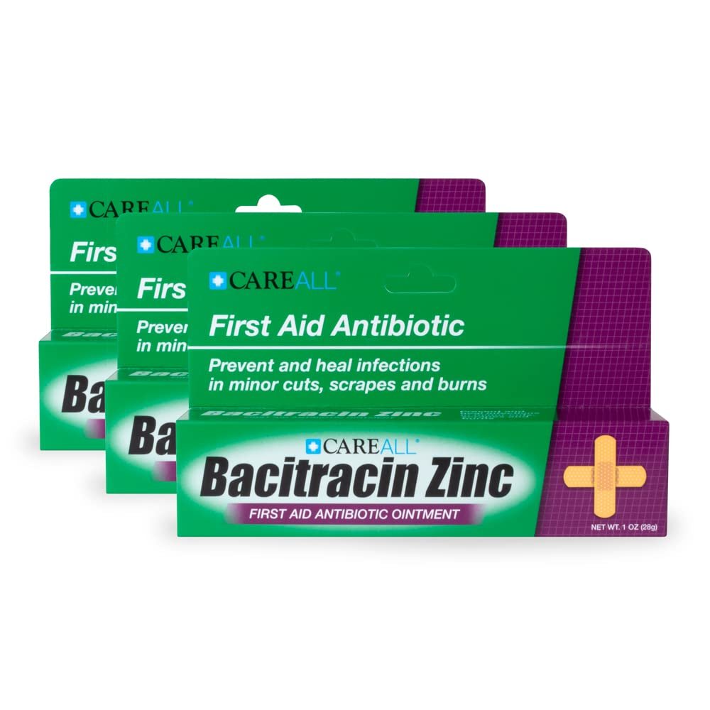 CareAll Bacitracin Antibiotikum Zinksalbe 1 oz (3er-Pack) – Erste-Hilfe-Salbe zur Vorbeugung und Heilung von Infektionen bei kleinen Schnitten, Schürfwunden und Verbrennungen