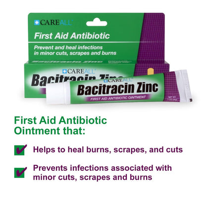 CareAll Bacitracin Antibiotikum Zinksalbe 1 oz (3er-Pack) – Erste-Hilfe-Salbe zur Vorbeugung und Heilung von Infektionen bei kleinen Schnitten, Schürfwunden und Verbrennungen