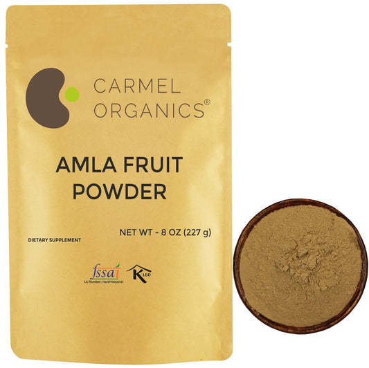 CARMEL ORGANICS Amla/Amlaki (Emblica officinalis) Fruchtpulver (227 g) für Haarpflege, Haut und Wohlbefinden | Natürlich, Nicht GVO | Ohne Zusatzstoffe
