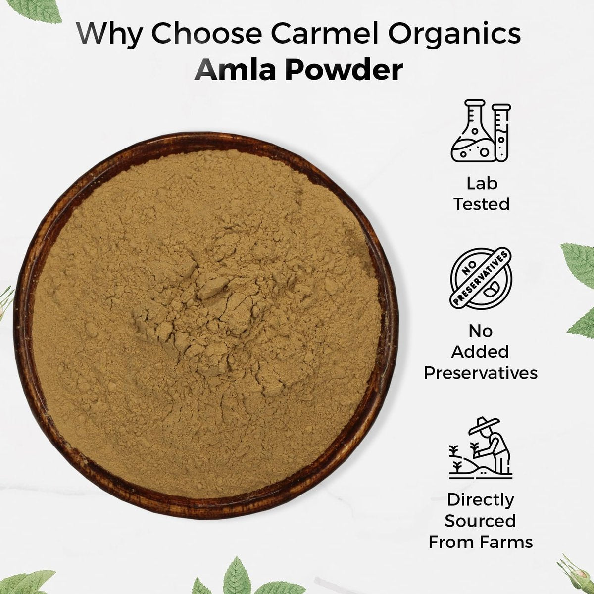 CARMEL ORGANICS Amla/Amlaki (Emblica officinalis) Fruchtpulver (227 g) für Haarpflege, Haut und Wohlbefinden | Natürlich, Nicht GVO | Ohne Zusatzstoffe