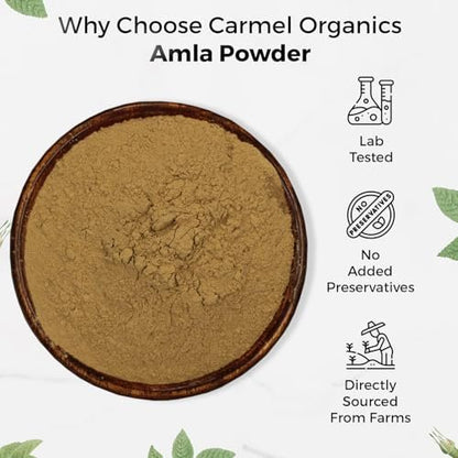 CARMEL ORGANICS Amla/Amlaki (Emblica officinalis) Fruchtpulver (227 g) für Haarpflege, Haut und Wohlbefinden | Natürlich, Nicht GVO | Ohne Zusatzstoffe
