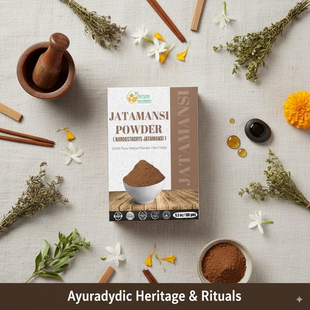 Herbs Botanica Jatamansi Wurzelpulver Natur (Nardostachys Jatamansi) - Natürliche Spikenard für Haarwachstum, Stressabbau & ayurvedische Formulierungen, 150 g