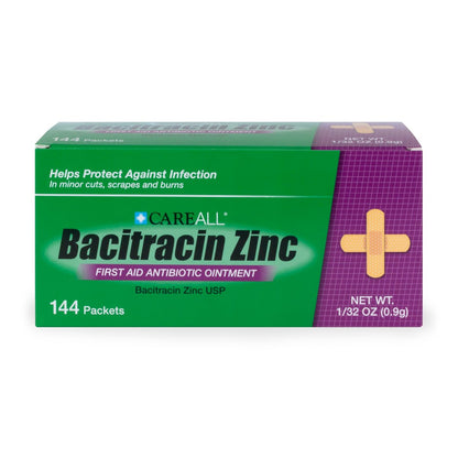 CareAll Bacitracin Antibiotikum Zinksalbe (144er-Pack), 0,9 g Folienbeutel – Erste-Hilfe-Salbe zur Infektionsprävention bei kleinen Schnitten, Schürfwunden und Verbrennungen