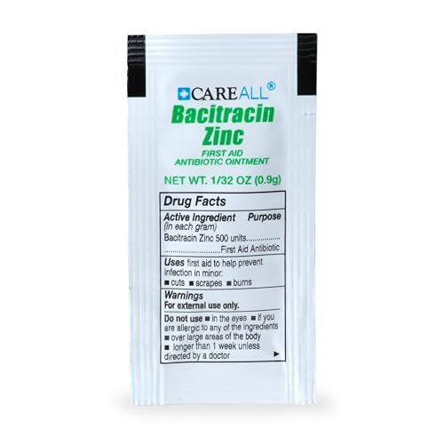 CareAll Bacitracin Antibiotikum Zinksalbe (144er-Pack), 0,9 g Folienbeutel – Erste-Hilfe-Salbe zur Infektionsprävention bei kleinen Schnitten, Schürfwunden und Verbrennungen