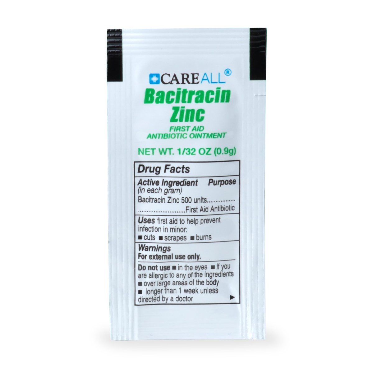 CareAll Bacitracin Antibiotikum Zinksalbe (144er-Pack), 0,9 g Folienbeutel – Erste-Hilfe-Salbe zur Infektionsprävention bei kleinen Schnitten, Schürfwunden und Verbrennungen