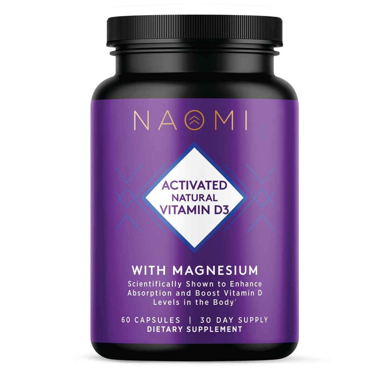 NAOMI Aktiviertes Vitamin D3 5000 IE + Magnesium 250 mg – Unterstützt Knochenstärke, Immunsystem & Muskelentspannung – Cholecalciferol mit Absorptions-Cofaktor, Nicht-GVO, Glutenfrei, 30-Tage-Vorrat