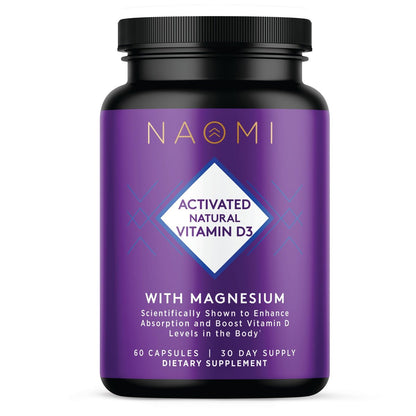 NAOMI Aktiviertes Vitamin D3 5000 IE + Magnesium 250 mg – Unterstützt Knochenstärke, Immunsystem & Muskelentspannung – Cholecalciferol mit Absorptions-Cofaktor, Nicht-GVO, Glutenfrei, 30-Tage-Vorrat