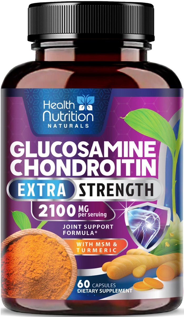 Glucosamin Chondroitin MSM Komplex - 3-fache Stärke Gelenkunterstützung mit Glucosaminsulfat, Kurkuma, Boswellia - für Knorpel, Beweglichkeit & Flexibilität - in den USA abgefüllt - 60 Kapseln