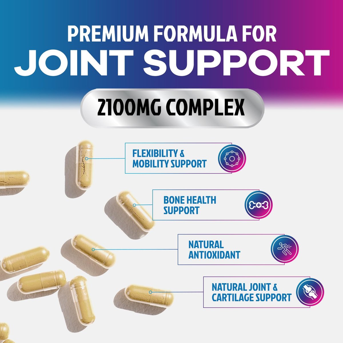 Glucosamin Chondroitin MSM Komplex - 3-fache Stärke Gelenkunterstützung mit Glucosaminsulfat, Kurkuma, Boswellia - für Knorpel, Beweglichkeit & Flexibilität - in den USA abgefüllt - 60 Kapseln