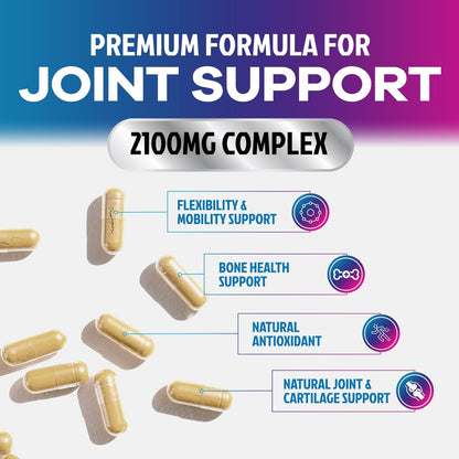 Glucosamin Chondroitin MSM Komplex - 3-fache Stärke Gelenkunterstützung mit Glucosaminsulfat, Kurkuma, Boswellia - für Knorpel, Beweglichkeit & Flexibilität - in den USA abgefüllt - 60 Kapseln