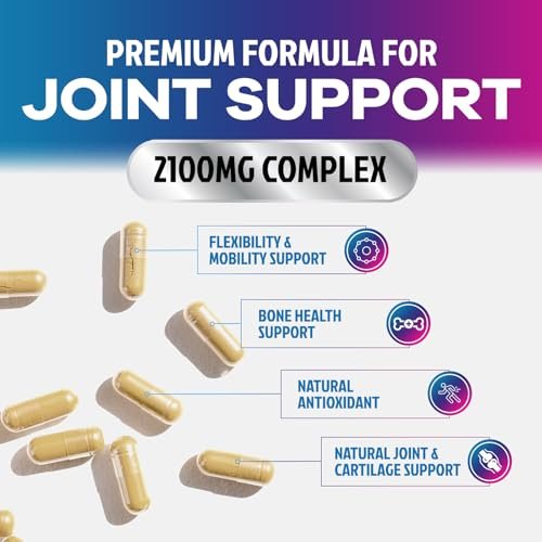 Glucosamin Chondroitin MSM Komplex - 3-fache Stärke Gelenkunterstützung mit Glucosaminsulfat, Kurkuma, Boswellia - für Knorpel, Beweglichkeit & Flexibilität - in den USA abgefüllt - 60 Kapseln