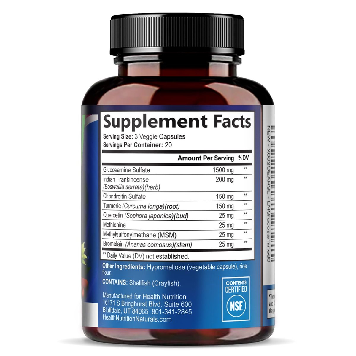 Glucosamin Chondroitin MSM Komplex - 3-fache Stärke Gelenkunterstützung mit Glucosaminsulfat, Kurkuma, Boswellia - für Knorpel, Beweglichkeit & Flexibilität - in den USA abgefüllt - 60 Kapseln
