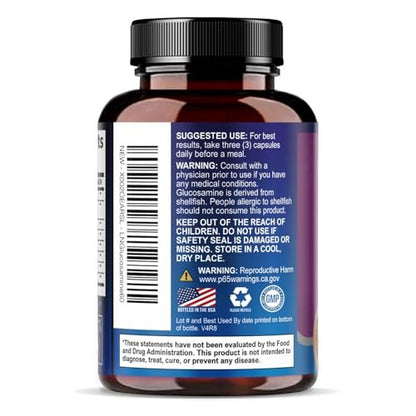 Glucosamin Chondroitin MSM Komplex - 3-fache Stärke Gelenkunterstützung mit Glucosaminsulfat, Kurkuma, Boswellia - für Knorpel, Beweglichkeit & Flexibilität - in den USA abgefüllt - 60 Kapseln