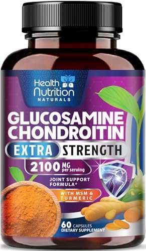 Glucosamin Chondroitin MSM Komplex - 3-fache Stärke Gelenkunterstützung mit Glucosaminsulfat, Kurkuma, Boswellia - für Knorpel, Beweglichkeit & Flexibilität - in den USA abgefüllt - 60 Kapseln