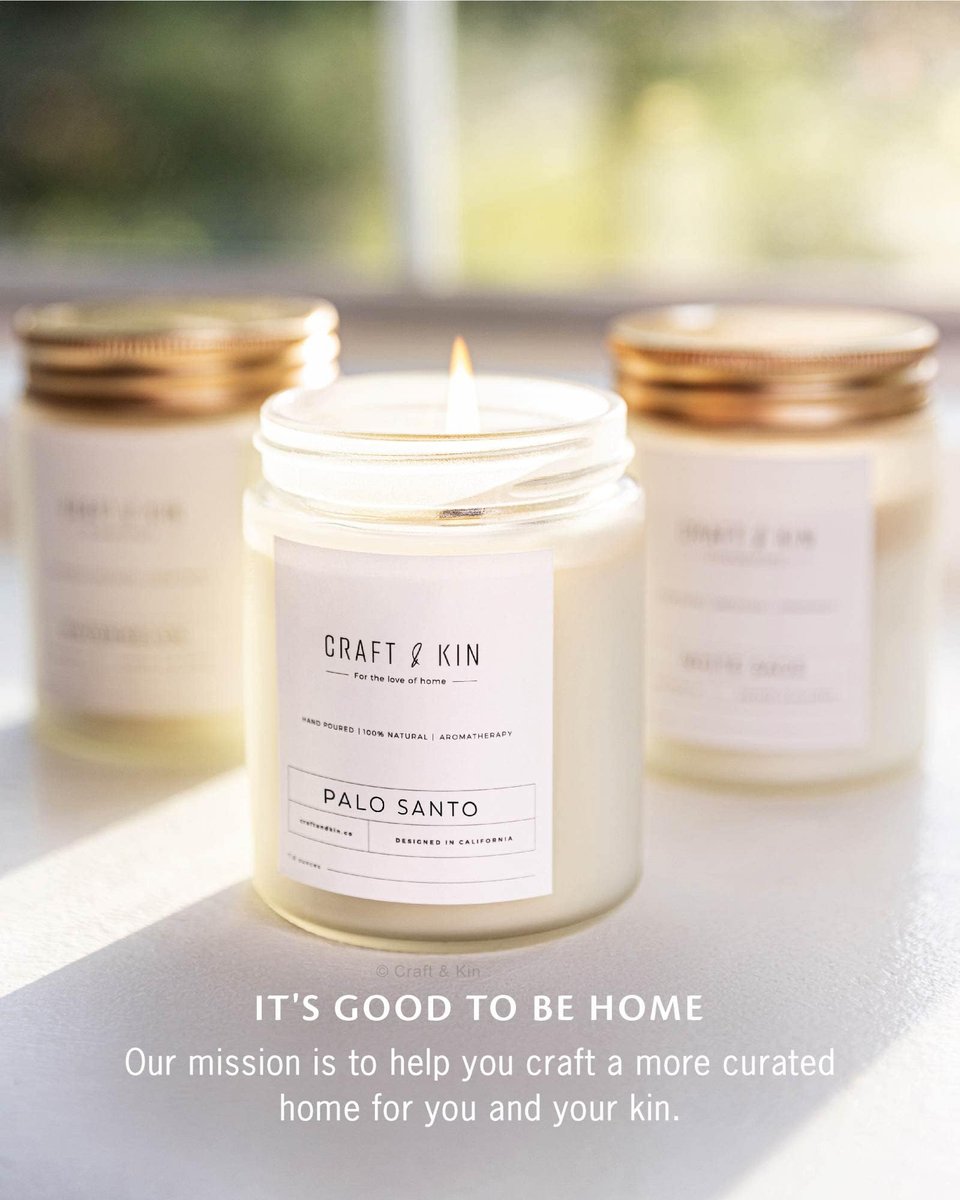 Craft & Kin Palo Santo Duftkerze | 8 Oz 45 Stunden Brenndauer | Klassische Sojawachs-Winterkerze mit Holzdocht | Natürliches Sojawachs | Geschenkidee für Männer und Frauen