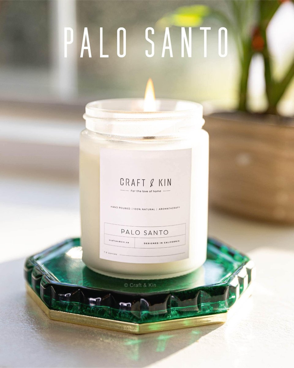 Craft & Kin Palo Santo Duftkerze | 8 Oz 45 Stunden Brenndauer | Klassische Sojawachs-Winterkerze mit Holzdocht | Natürliches Sojawachs | Geschenkidee für Männer und Frauen