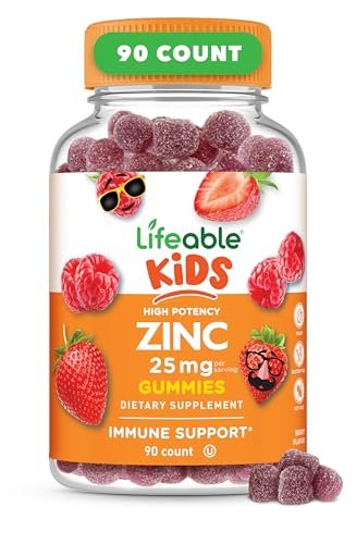 Lifeable Zink Gummis für Kinder | 25 mg | Leckerer natürlicher Zinkgeschmack | Glutenfrei, vegetarisch, ohne Gentechnik | Immununterstützung | 90 Gummis