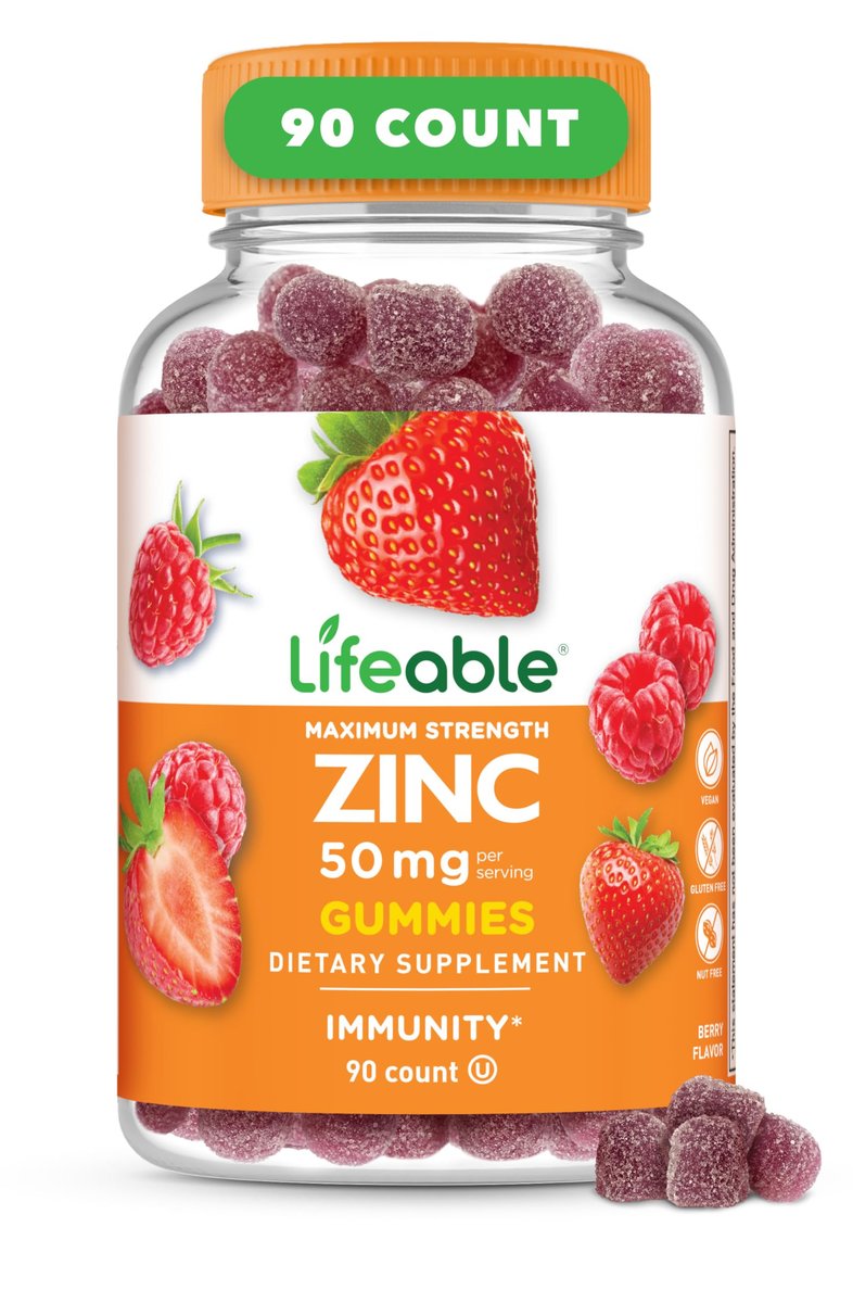 Lifeable Zink-Gummis | 50 mg | Natürlicher Geschmack | Glutenfrei, Vegetarisch, GVO-frei | Immununterstützung | 90 Gummis