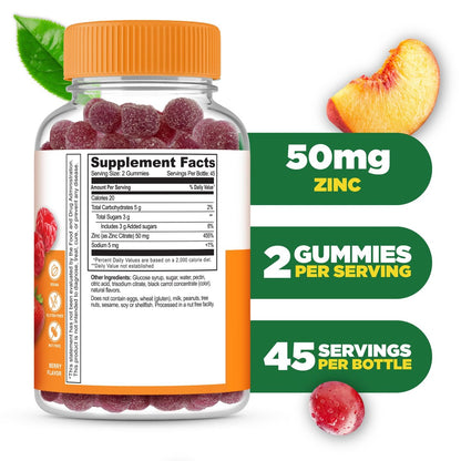 Lifeable Zink-Gummis | 50 mg | Natürlicher Geschmack | Glutenfrei, Vegetarisch, GVO-frei | Immununterstützung | 90 Gummis
