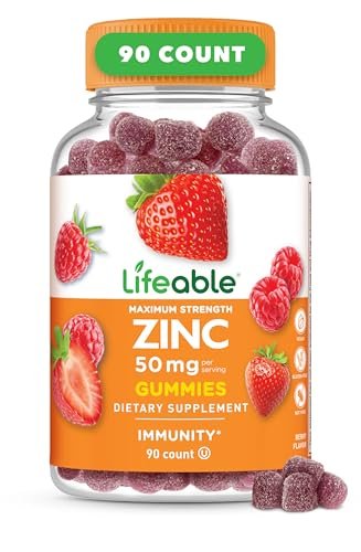 Lifeable Zink-Gummis | 50 mg | Natürlicher Geschmack | Glutenfrei, Vegetarisch, GVO-frei | Immununterstützung | 90 Gummis