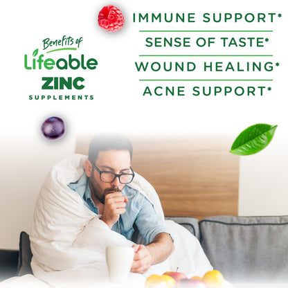 Lifeable Zink-Gummis | 50 mg | Natürlicher Geschmack | Glutenfrei, Vegetarisch, GVO-frei | Immununterstützung | 90 Gummis